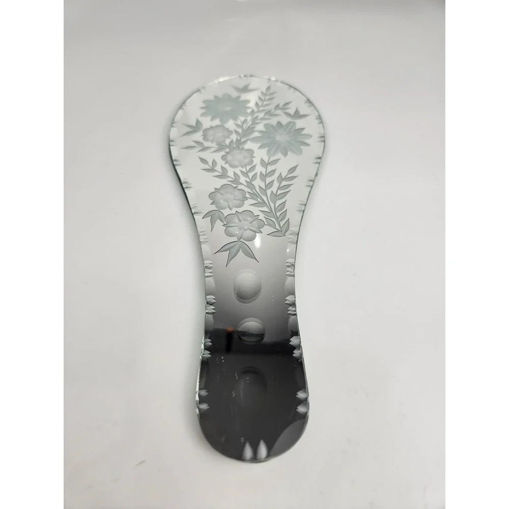 ART Czech Republic Beveled Etched Glass Hand Mirror‎